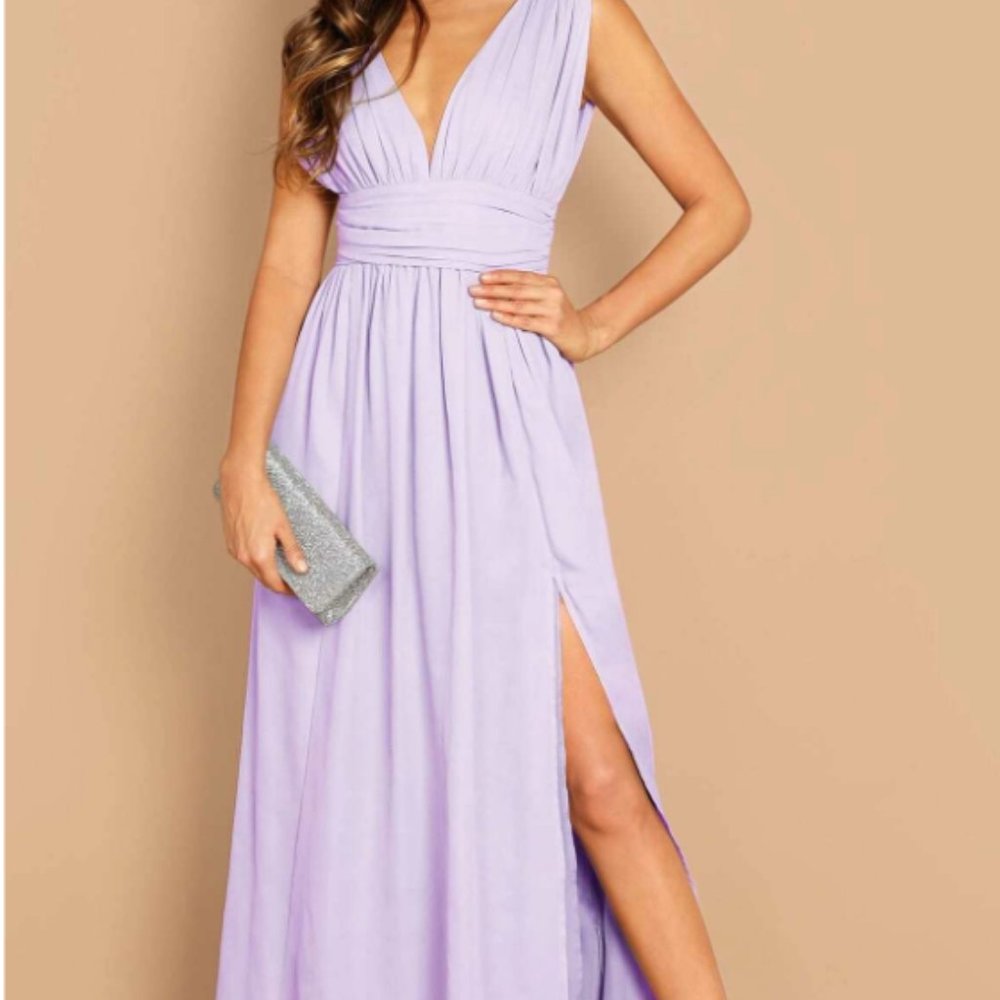 SHEIN Plunging Neck Side Split Dress